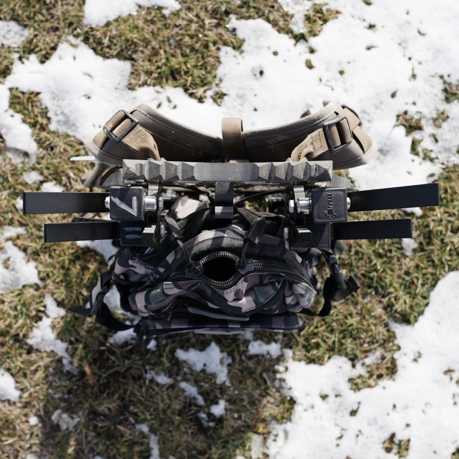 Four commando climbing sticks packed to treestand platform